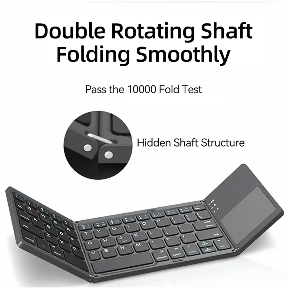 Mini Keyboard Wireless Folding Keyboard Bluetooth Foldable Keyboard with Touchpad for Windows Android Ipad Phone Rechargeable