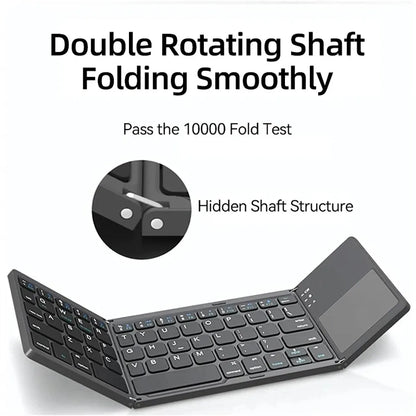 Mini Keyboard Wireless Folding Keyboard Bluetooth Foldable Keyboard with Touchpad for Windows Android Ipad Phone Rechargeable